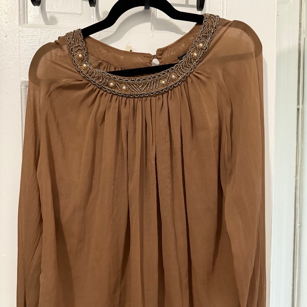 Asos sheer beaded neck blouse